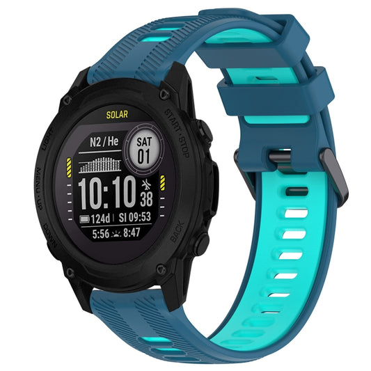 For Garmin Descent G1 Sports Two-Color Silicone Watch Band(Blue+Teal) - Watch Bands by PMC Jewellery | Online Shopping South Africa | PMC Jewellery