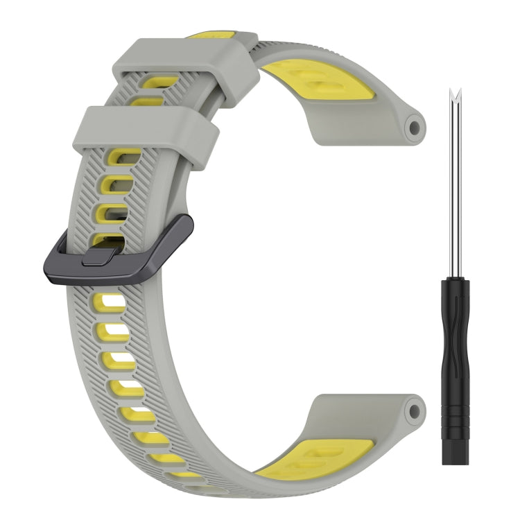 For Garmin Instinct Sports Two-Color Silicone Watch Band(Grey+Yellow) - Watch Bands by PMC Jewellery | Online Shopping South Africa | PMC Jewellery