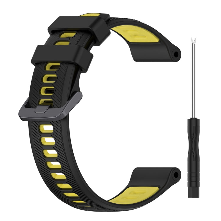 For Garmin Approach S70 47mm Sports Two-Color Silicone Watch Band(Black+Yellow) - Watch Bands by PMC Jewellery | Online Shopping South Africa | PMC Jewellery