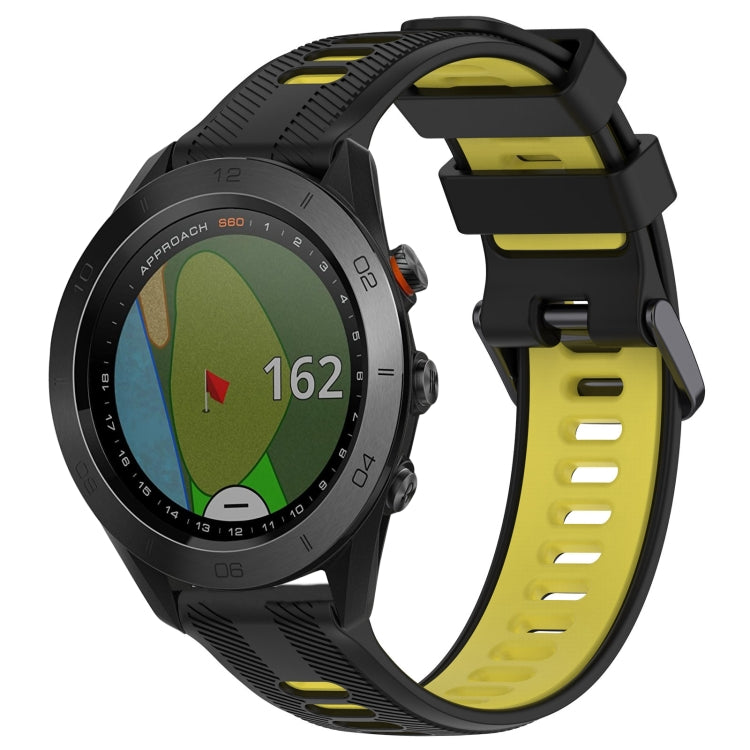 For Garmin Approach S60 Sports Two-Color Silicone Watch Band(Black+Yellow) - Watch Bands by PMC Jewellery | Online Shopping South Africa | PMC Jewellery