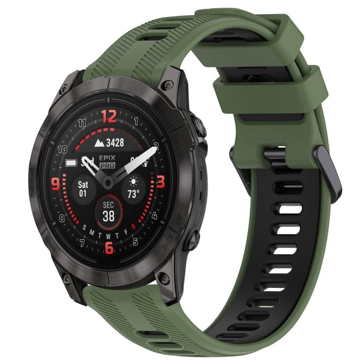 For Garmin EPIX Pro 47mm Sports Two-Color Silicone Watch Band(Army Green+Black) - Watch Bands by PMC Jewellery | Online Shopping South Africa | PMC Jewellery