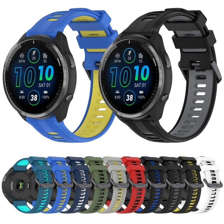 For Garmin Fenix 6 Solar Sports Two-Color Silicone Watch Band(Black+Blue) - Watch Bands by PMC Jewellery | Online Shopping South Africa | PMC Jewellery