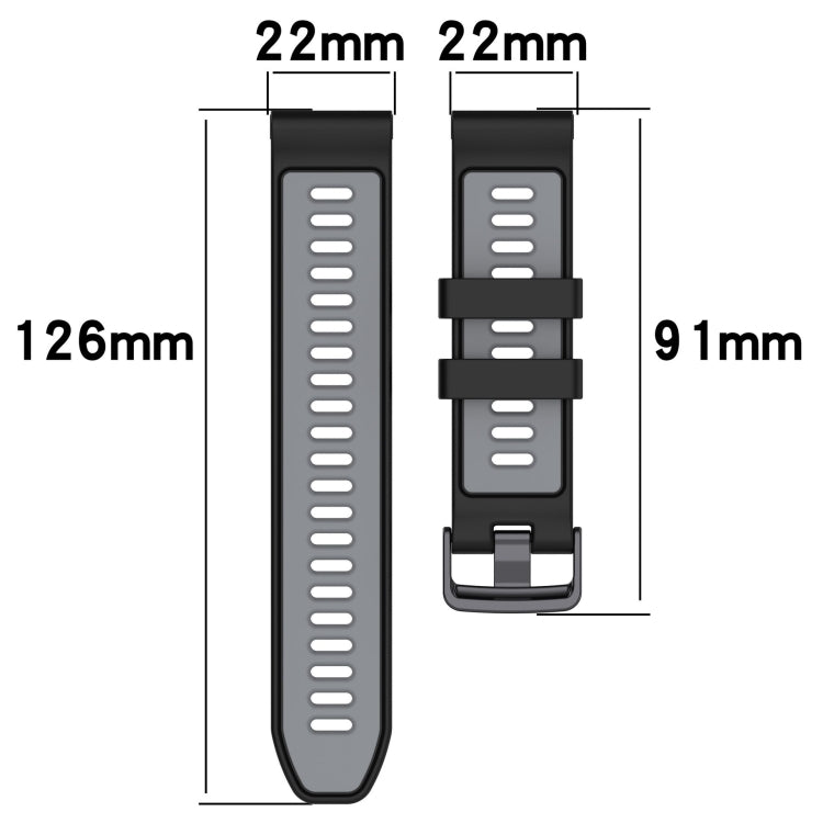 For Garmin Fenix 7 Sports Two-Color Silicone Watch Band(White+Black) - Watch Bands by PMC Jewellery | Online Shopping South Africa | PMC Jewellery