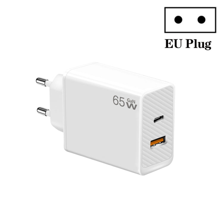 GaN PD48W Type-C PD3.0 + USB3.0 Notebook Adapter for MacBook Series ，EU Plug(White) - Cable & Adapter by PMC TechLife | Online Shopping South Africa | PMC TechLife
