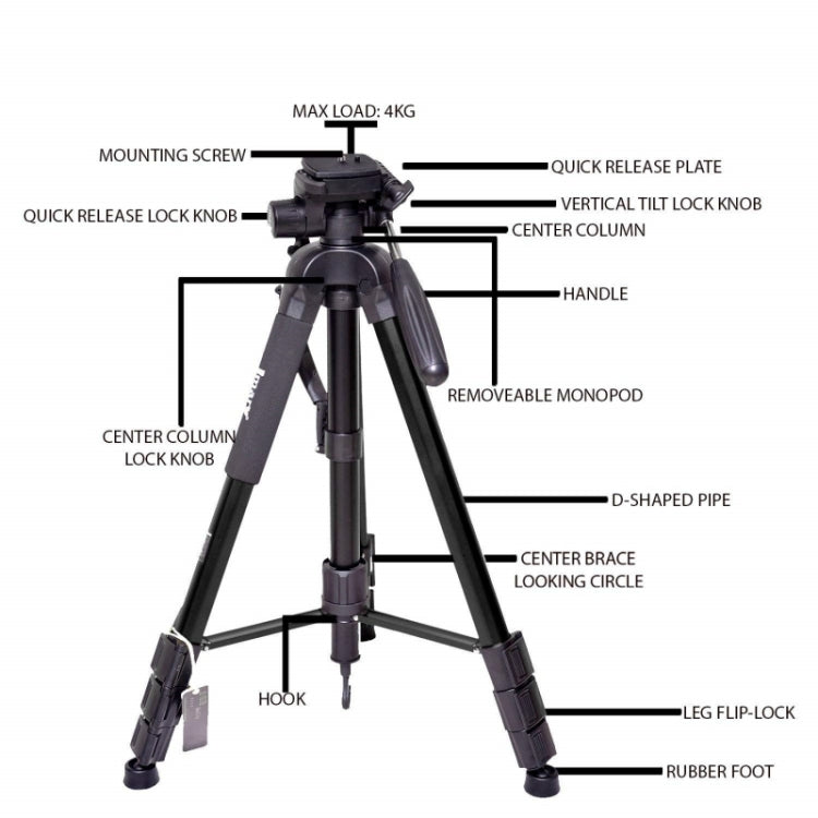 JMARY KP2264 Portable Detachable Tripod Mobile Phone SLR Camera Aluminium Alloy Stand(Blue) - Tripods by Jmary | Online Shopping South Africa | PMC Jewellery | Buy Now Pay Later Mobicred