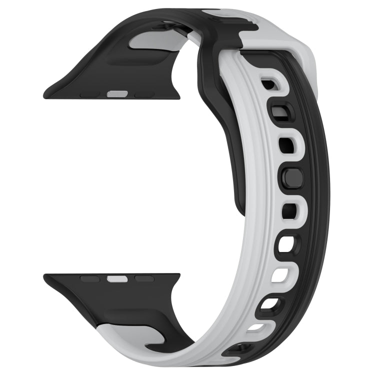 For Apple Watch 9 41mm Double Color Silicone Watch Band(Black+Grey) - Watch Bands by PMC TechLife | Online Shopping South Africa | PMC TechLife