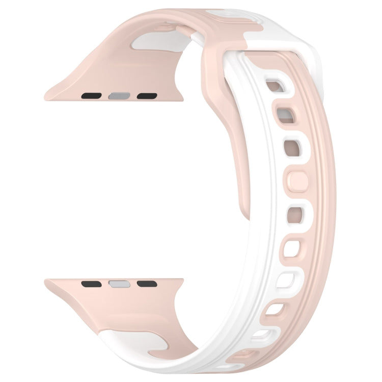 For Apple Watch 6 44mm Double Color Silicone Watch Band(Pink+White) - Watch Bands by PMC TechLife | Online Shopping South Africa | PMC TechLife