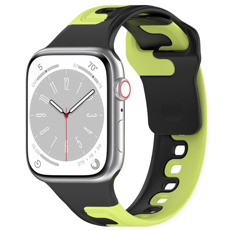 For Apple Watch 6 40mm Double Color Silicone Watch Band(Black+Green) - Watch Bands by PMC TechLife | Online Shopping South Africa | PMC TechLife