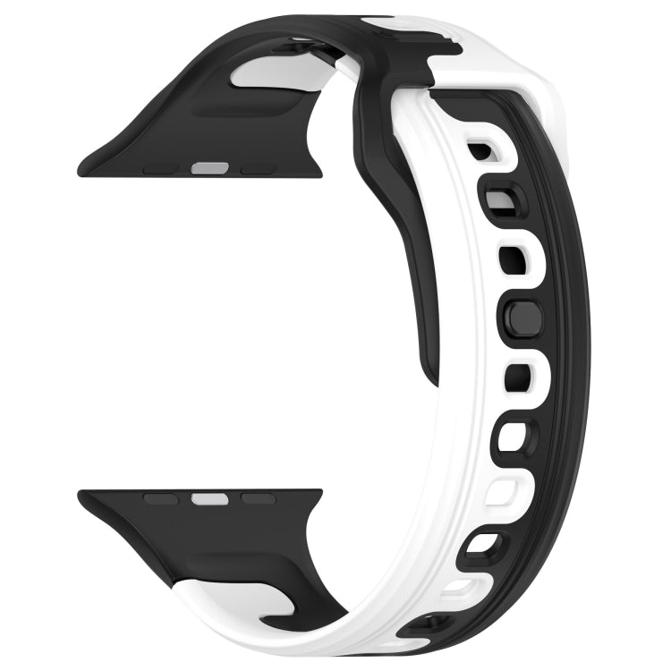 For Apple Watch 5 44mm Double Color Silicone Watch Band(Black+White) - Watch Bands by PMC TechLife | Online Shopping South Africa | PMC TechLife