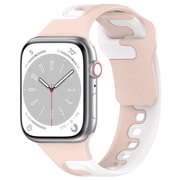 For Apple Watch 5 40mm Double Color Silicone Watch Band(Pink+White) - Watch Bands by PMC TechLife | Online Shopping South Africa | PMC TechLife