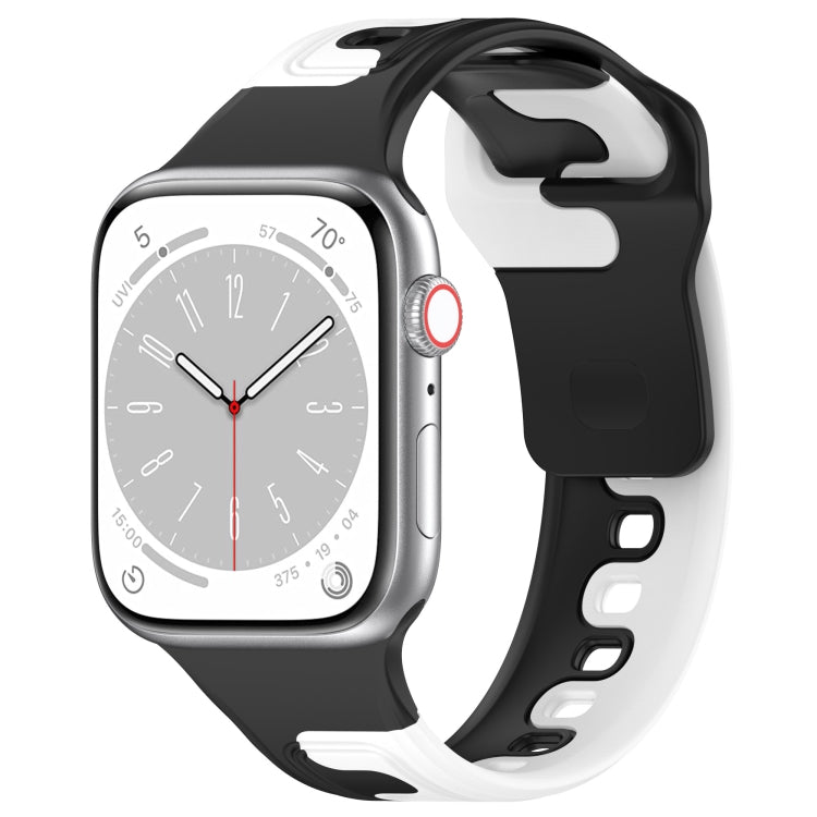 For Apple Watch 3 38mm Double Color Silicone Watch Band(Black+White) - Watch Bands by PMC TechLife | Online Shopping South Africa | PMC TechLife