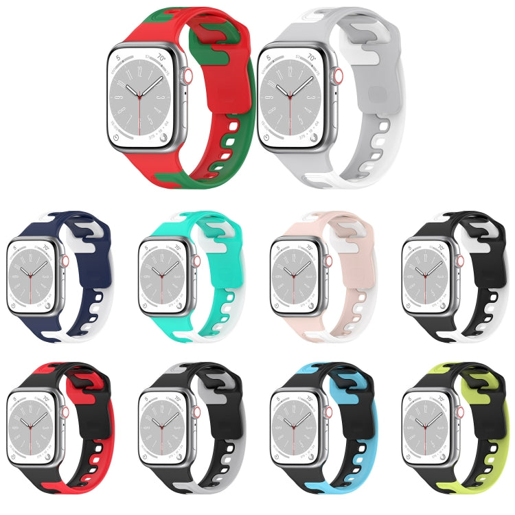 For Apple Watch 42mm Double Color Silicone Watch Band(Black+Red) - Watch Bands by PMC TechLife | Online Shopping South Africa | PMC TechLife