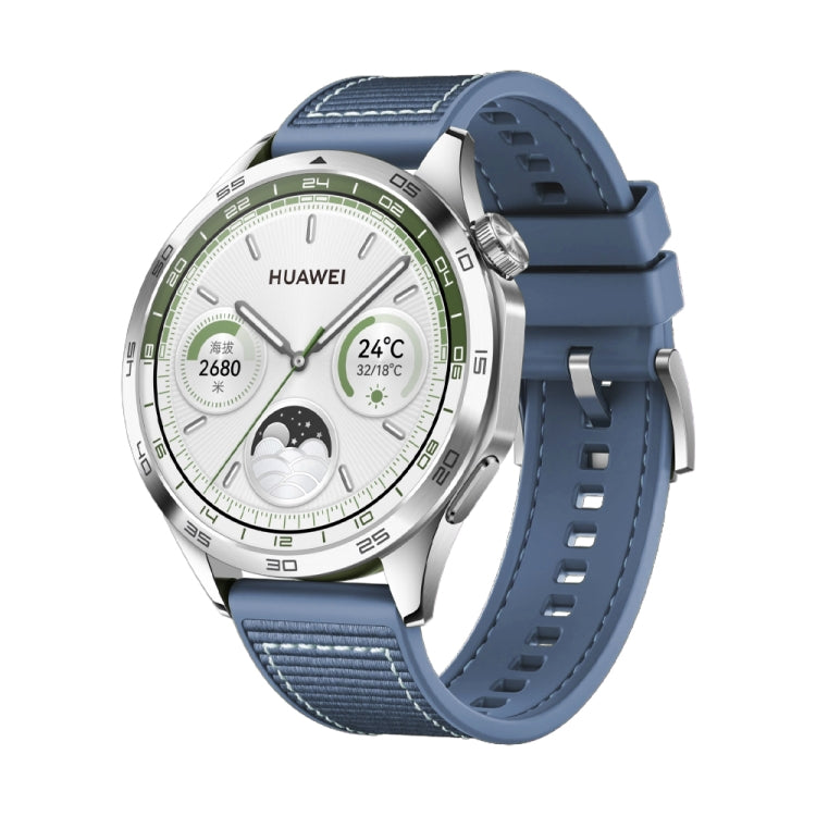 For Huawei Watch GT4 46mm Nylon Silicone Leather Watch Band(Blue) - Watch Bands by PMC TechLife | Online Shopping South Africa | PMC TechLife | Buy Now Pay Later Mobicred