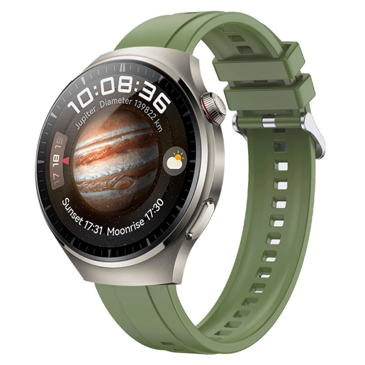 For Huawei Watch 4 Tire Pattern Silver Buckle Silicone Watch Band(Green) - Watch Bands by PMC TechLife | Online Shopping South Africa | PMC TechLife