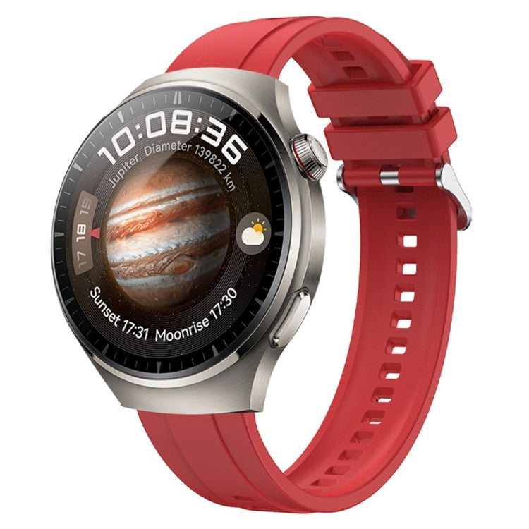 For Huawei Watch 4 Pro Tire Pattern Silver Buckle Silicone Watch Band(Red) - Watch Bands by PMC TechLife | Online Shopping South Africa | PMC TechLife