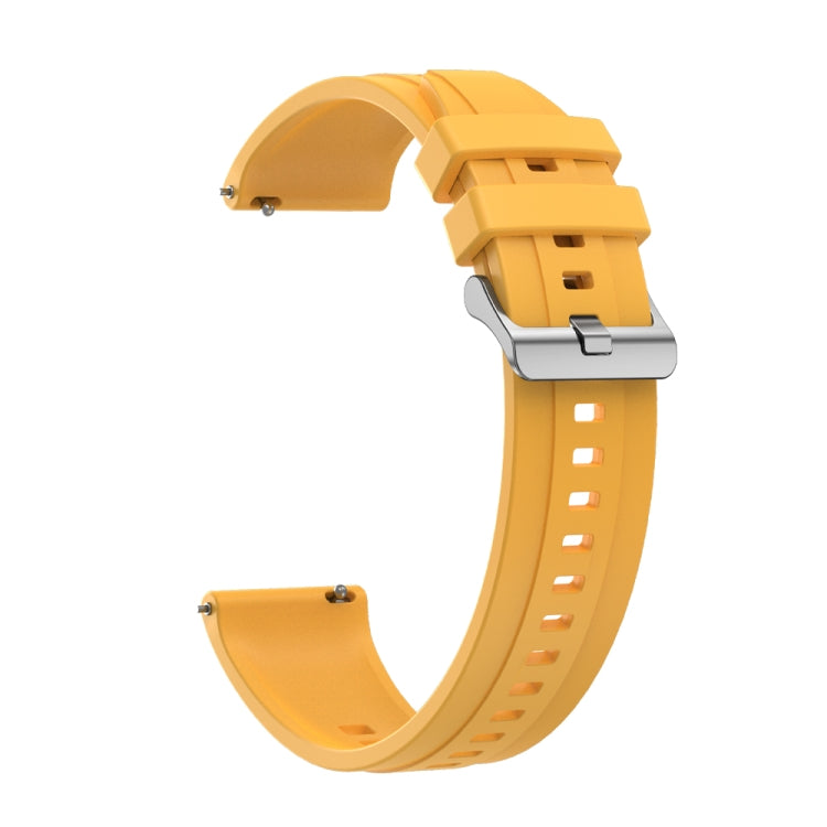 For Huawei Watch3 Pro New / GT Runner Tire Pattern Silver Buckle Silicone Watch Band(Yellow) - Watch Bands by PMC TechLife | Online Shopping South Africa | PMC TechLife