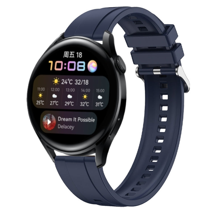 For Huawei Watch 3 / 3 Pro Tire Pattern Silver Buckle Silicone Watch Band(Midnight Blue) - Watch Bands by PMC TechLife | Online Shopping South Africa | PMC TechLife