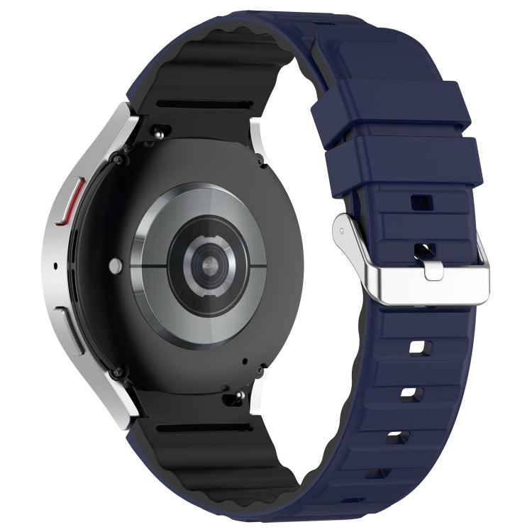 For Samsung Galaxy Watch 6 Two Color Horizontal Silicone Watch Band(Blue Black) - Watch Bands by PMC TechLife | Online Shopping South Africa | PMC TechLife