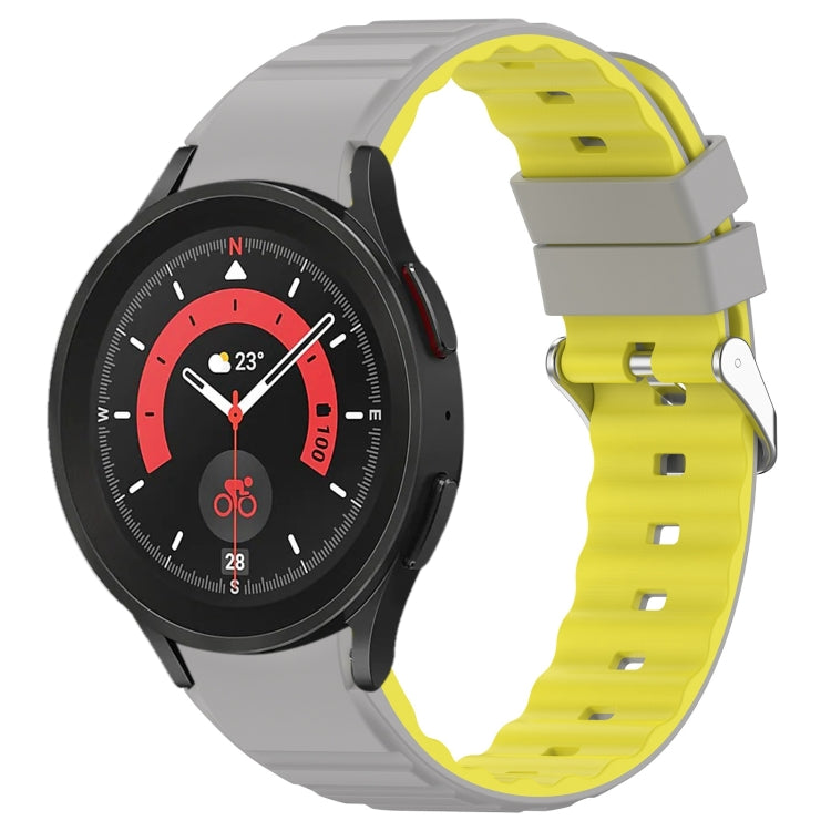 For Samsung Galaxy Watch 5 Pro Two Color Horizontal Silicone Watch Band(Grey Yellow) - Watch Bands by PMC TechLife | Online Shopping South Africa | PMC TechLife