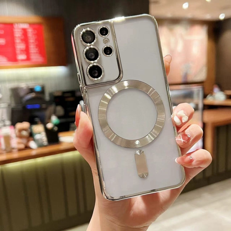 For Samsung Galaxy S21 Ultra 5G MagSafe Electroplating TPU Phone Case(Silver) - Galaxy S21 Ultra 5G Cases by PMC TechLife | Online Shopping South Africa | PMC TechLife