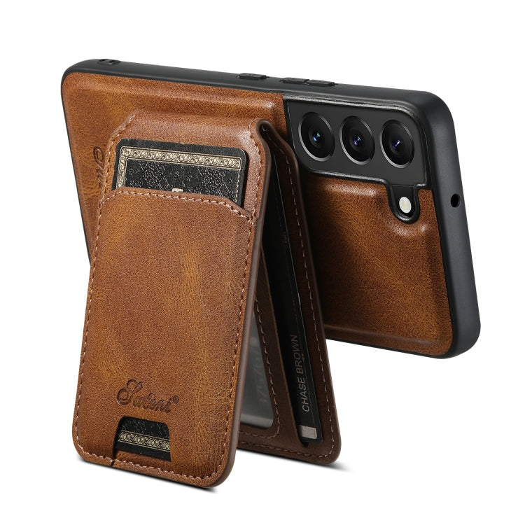 For Samsung Galaxy S22 5G Suteni H15 MagSafe Oil Eax Leather Detachable Wallet Back Phone Case(Brown) - Galaxy S22 5G Cases by Suteni | Online Shopping South Africa | PMC Jewellery