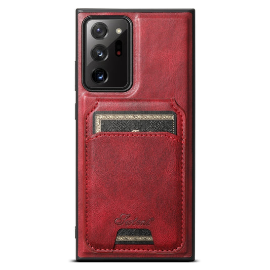 For Samsung Galaxy Note20 5G Suteni H15 MagSafe Oil Eax Leather Detachable Wallet Back Phone Case(Red) - Galaxy Note20 Cases by Suteni | Online Shopping South Africa | PMC Jewellery
