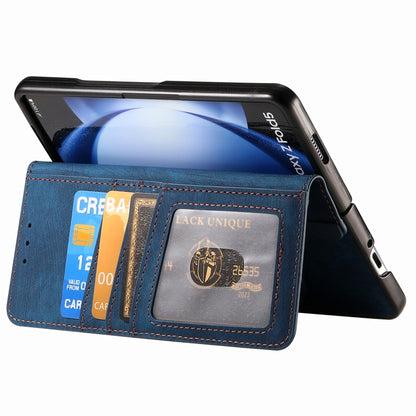 For Samsung Galaxy Z Fold5 5G Retro MagSafe Magnetic Zipper Wallet Leather Phone Case(Blue) - Galaxy Z Fold5 Cases by PMC Jewellery | Online Shopping South Africa | PMC Jewellery