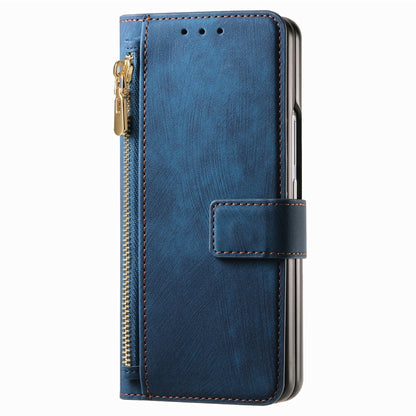 For Samsung Galaxy Z Fold4 Retro MagSafe Magnetic Zipper Wallet Leather Phone Case(Blue) - Galaxy Z Fold4 5G Cases by PMC Jewellery | Online Shopping South Africa | PMC Jewellery