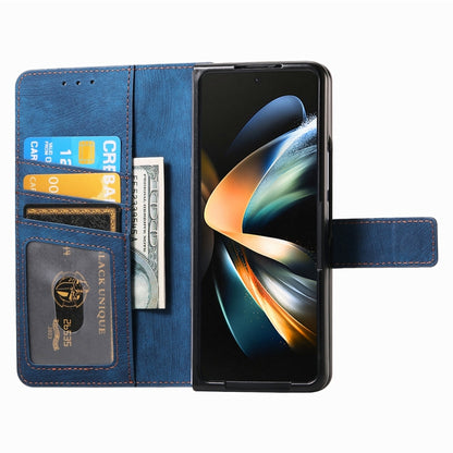 For Samsung Galaxy Z Fold4 Retro MagSafe Magnetic Zipper Wallet Leather Phone Case(Blue) - Galaxy Z Fold4 5G Cases by PMC Jewellery | Online Shopping South Africa | PMC Jewellery