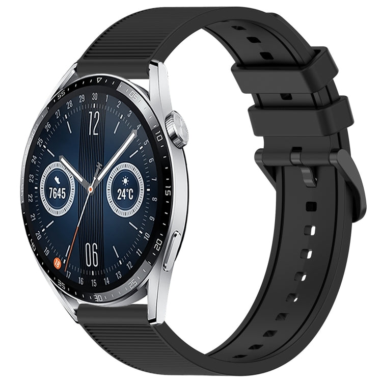 For Huawei Watch GT3 46mm 22mm Textured Silicone Solid Color Watch Band(Black) - Watch Bands by PMC TechLife | Online Shopping South Africa | PMC TechLife