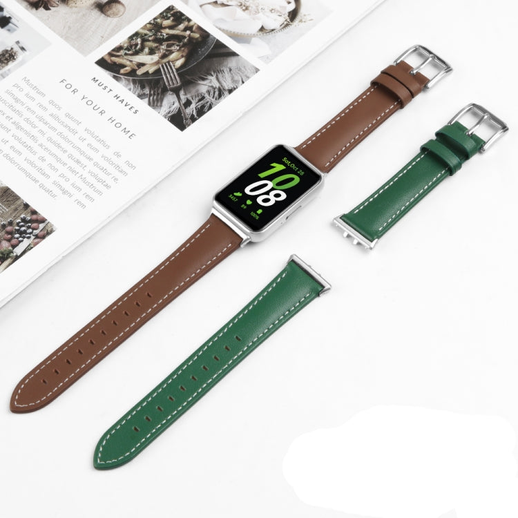 For Samsung Galaxy Watch Fit 3 Leather Sewing Thread Pin Buckle Watch Band(Red) - Watch Bands by PMC TechLife | Online Shopping South Africa | PMC TechLife