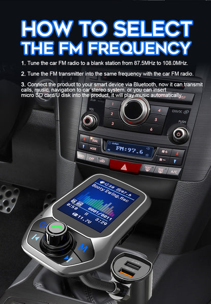 T43 Car Bluetooth Mp3 Multi-function Large Color Screen QC3.0 Bluetooth Car Charge Lossless Car Bluetooth Player - Bluetooth Car Kits by PMC Jewellery | Online Shopping South Africa | PMC Jewellery