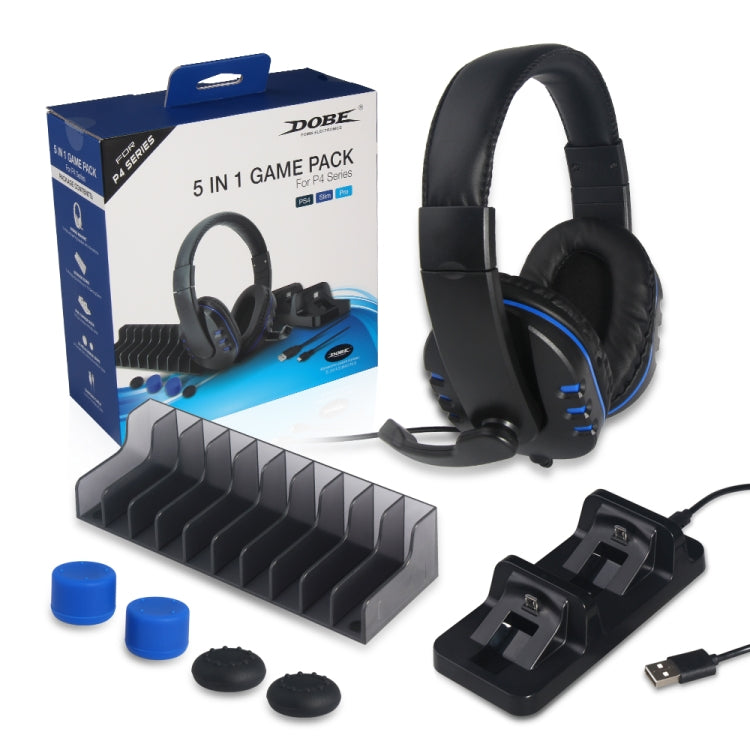 DOBE 5 in 1 Game Pack  Charger Stand Headphone and Silicon Cap For PS4 - Charger & Power by DOBE | Online Shopping South Africa | PMC Jewellery