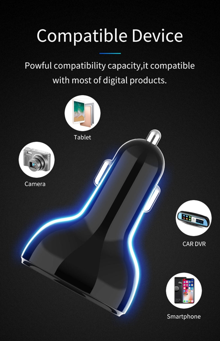 C02 Car Power Adapter in-car Phone Charger Type-C Fast Charger QC3.0 Dual USB Ports DC5V 2.4A 12V 24V Cigarette Lighter Power Supply - Car Charger by PMC Jewellery | Online Shopping South Africa | PMC Jewellery