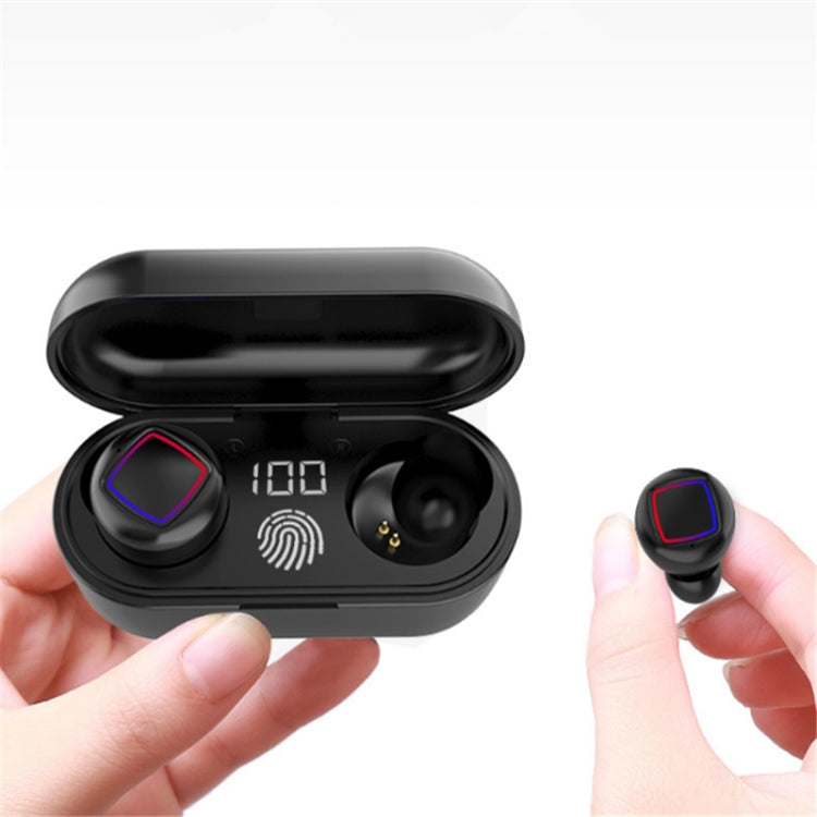 TWS Fingerprint Touch Bluetooth Headset LED Battery Display With Charging Bin(Black) - TWS Earphone by PMC TechLife | Online Shopping South Africa | PMC TechLife