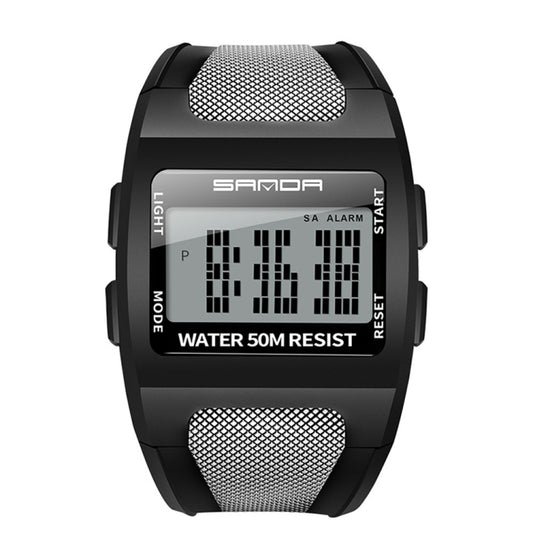 SANDA 222 Men Sports Outdoor Mountaineering Digital Electronic Watch Square Multi functional Waterproof Watch(White) - Sport Watches by SANDA | Online Shopping South Africa | PMC Jewellery | Buy Now Pay Later Mobicred