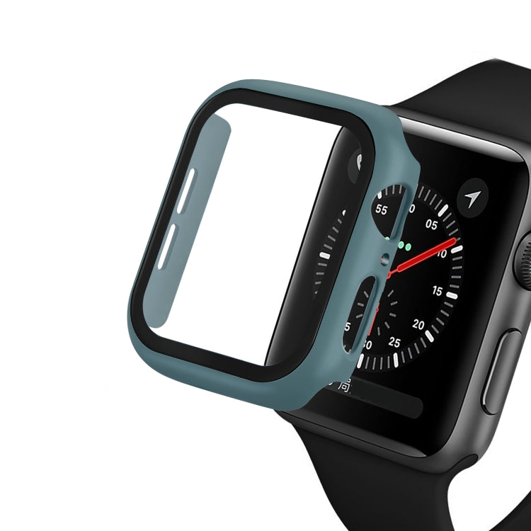 ENKAY Hat-prince Full Coverage PC Case + Tempered Glass Protector for Apple Watch Series 5 / 4 44mm(Green) - Watch Cases by ENKAY | Online Shopping South Africa | PMC TechLife | Buy Now Pay Later Mobicred