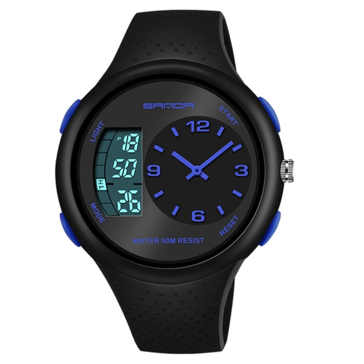 SANDA 763 Men Waterproof Student Watch Explosive Fashion Multi Functional Night light Outdoor Sports Personality Electronic Wrist Watch(Blue) - Sport Watches by SANDA | Online Shopping South Africa | PMC Jewellery | Buy Now Pay Later Mobicred