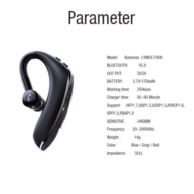 F900 Mini Earhook 180�� Freely Rotating Wireless Bluetooth 5.0 Earphone Car Handsfree Call Headphone(Red) - Bluetooth Earphone by PMC TechLife | Online Shopping South Africa | PMC TechLife