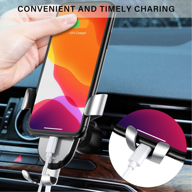 ENKAY ENK-CM101 Automatic Induction Gravity Car Mount Rotation Car Air Vent Mount Phone Holder(Silver) - Car Holders by ENKAY | Online Shopping South Africa | PMC Jewellery