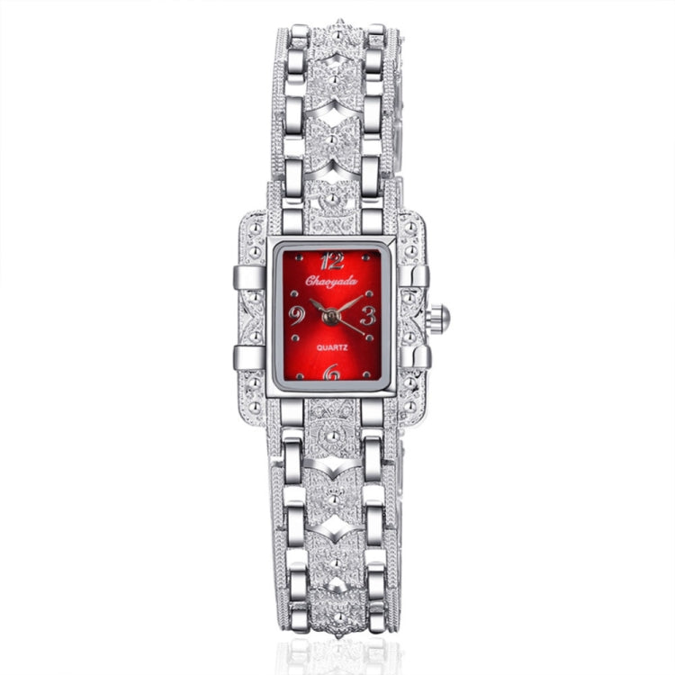 Square Dial Stainless Steel Strap Quartz Watch(Red) - Metal Strap Watches by PMC Jewellery | Online Shopping South Africa | PMC Jewellery