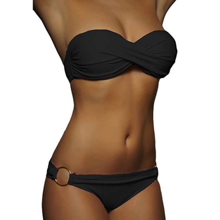 2 PCS Summer Sexy Women Bikini Set Beachwear Push Up Bathing Suits, Size:L(Black) - Swimwear by PMC Jewellery | Online Shopping South Africa | PMC Jewellery