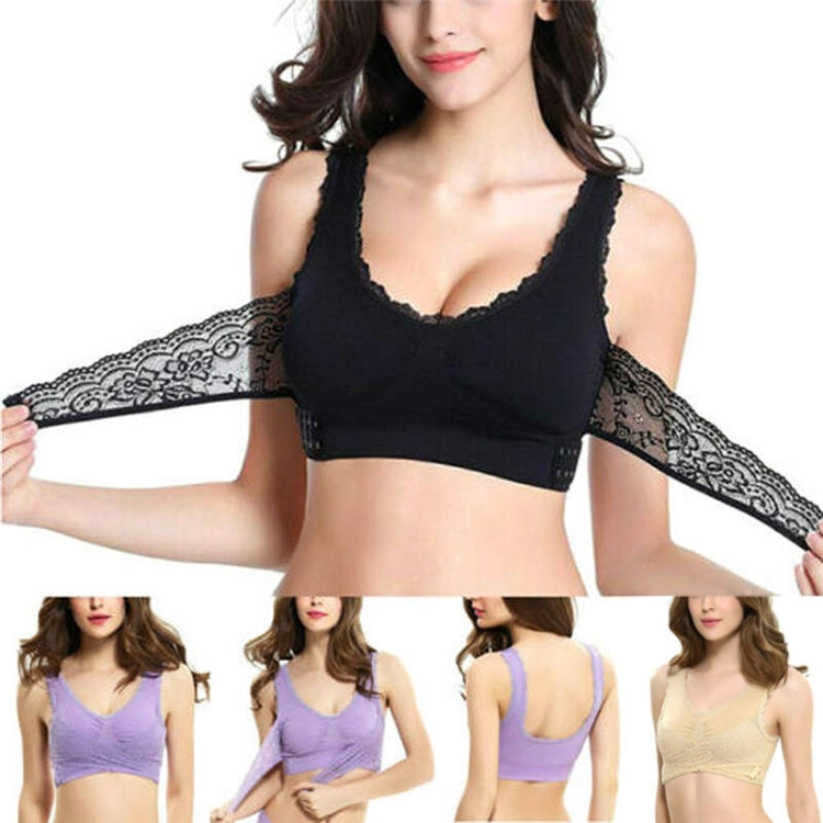 Front Cross Side Buckle Wireless Lace Bra Breathable Sport For Women, Size:M(Skin Color) - Ladies Underwear by PMC Jewellery | Online Shopping South Africa | PMC Jewellery