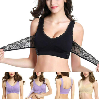 Front Cross Side Buckle Wireless Lace Bra Breathable Sport For Women, Size:XL(Purple) - Ladies Underwear by PMC Jewellery | Online Shopping South Africa | PMC Jewellery