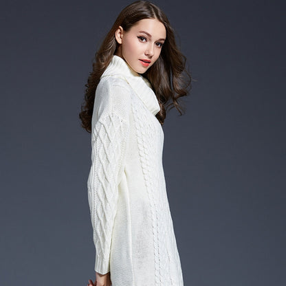 Autumn And Winter Knitwear Dresses Long Turtleneck Sweater For Women, Size: M(White) - Sweater by PMC Jewellery | Online Shopping South Africa | PMC Jewellery