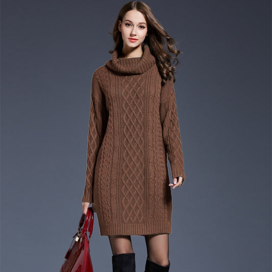 Autumn And Winter Knitwear Dresses Long Turtleneck Sweater For Women, Size: XL(Camel) - Sweater by PMC Jewellery | Online Shopping South Africa | PMC Jewellery