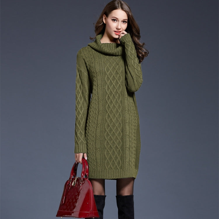 Autumn And Winter Knitwear Dresses Long Turtleneck Sweater For Women, Size: XXL(Army Green) - Sweater by PMC Jewellery | Online Shopping South Africa | PMC Jewellery