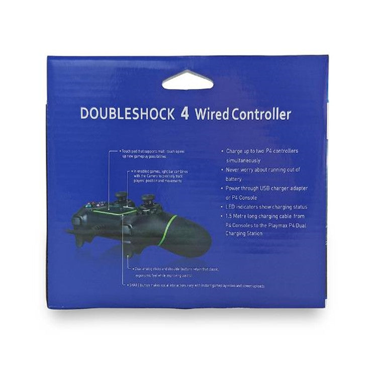 For PS4 Handle Wired Handle Cable Game Controller(Black Blue) - Gamepads by PMC TechLife | Online Shopping South Africa | PMC TechLife
