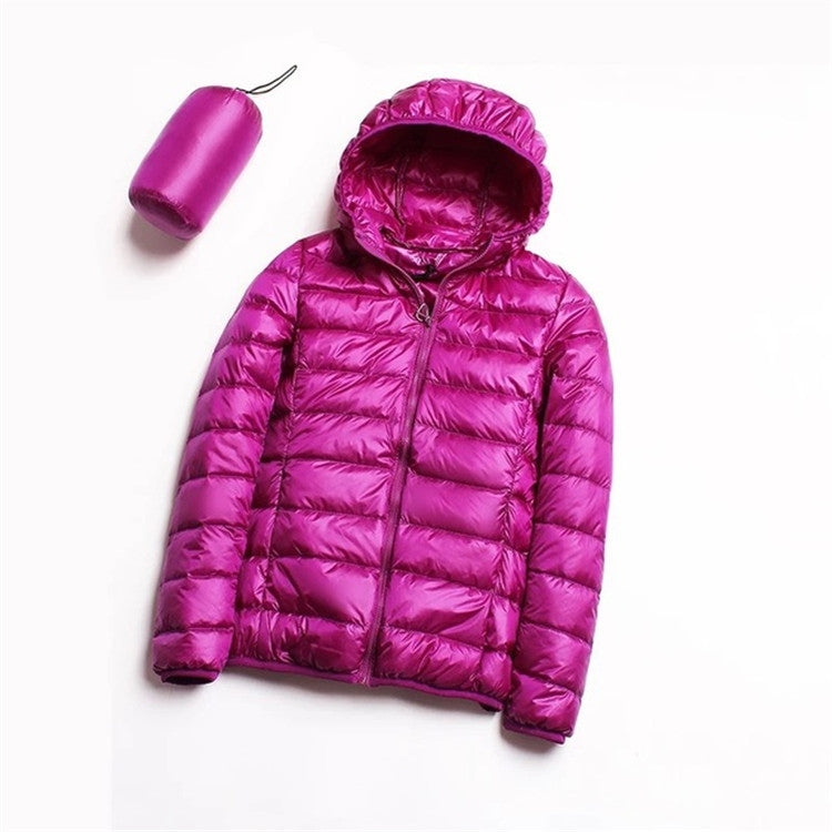 Casual Ultra Light White Duck Down Jacket Women Autumn Winter Warm Coat Hooded Parka, Size:L(Purple) - Down Jacket by PMC Jewellery | Online Shopping South Africa | PMC Jewellery