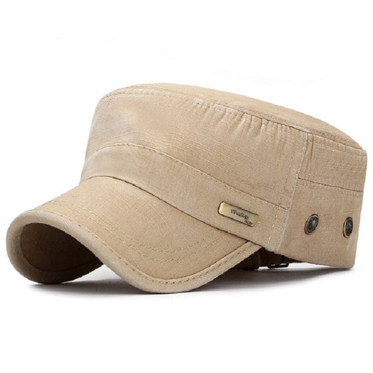 Men Washed Distress Bamboo Cotton Cloth Cap Large Mesh Flat Cap(Beige) - Peaked Cap by PMC Jewellery | Online Shopping South Africa | PMC Jewellery